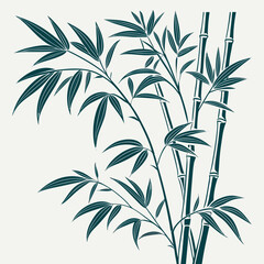 Obraz premium Elegant Bamboo Illustration Serene Nature, Botanical Design, Artistic Greenery