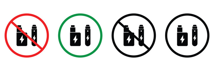 Vaping Area and No Vaping Signs Set &ndash; Vector Illustration of Smoking and E-Cigarette Prohibition Icons