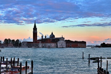 Dusk view of San Giorgio Maggiore in Venice, Italy