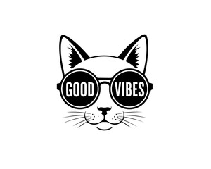 Cat with sunglasses and good vibes