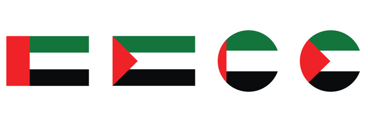United Arab Emirates National Flag Vector Set – UAE Official Flag Icons in Multiple Styles and Designs