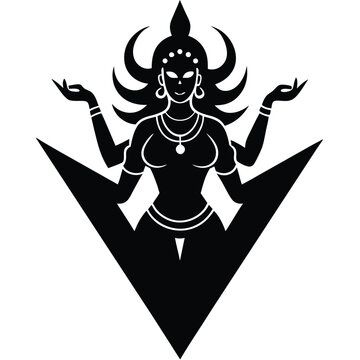 goddess chamunda idol fierce form logo style flat