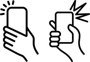 Smartphone in hand vector icon taking photo or making video