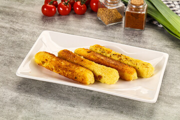 Crispy breaded mozarella cheese sticks