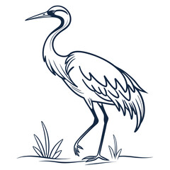 Fototapeta premium Elegant Crane Silhouette A Detailed Outline of the Bird in its Natural Habitat