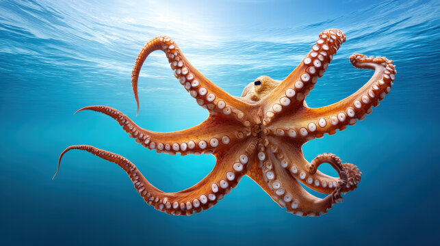 Octopus animal in ocean showing emotion in educational content about marine life and underwater environment