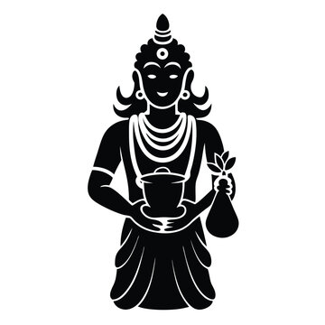 lord dhanvantari idol with pot of nectar logo style