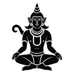 lord hanuman idol in blessing pose logo style flat