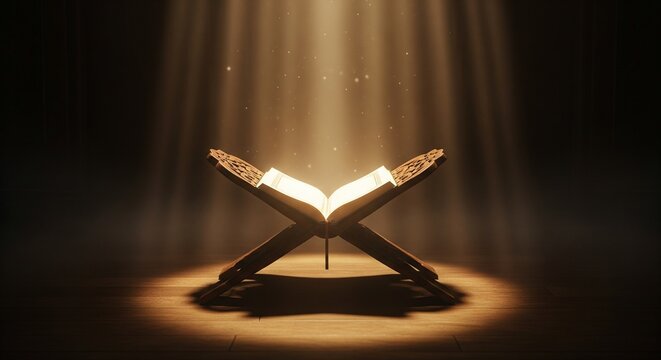 Divine Light Illuminating the Open Holy Quran