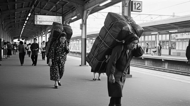 昭和の古き良き時代・東京近郊の農家から野菜などを売りに来る行商のおばちゃん
