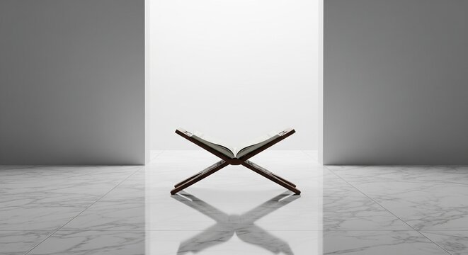 Holy Quran Placed on a Stand in a Room 