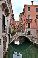 Old town, canal and old bridge in the San Marco district of Venice, Italy