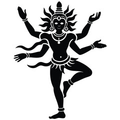 lord nataraja idol dancing pose logo style flat color