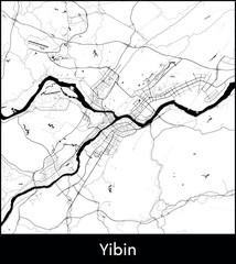 Yibin city map, China - Topographic vector map poster