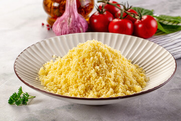 Boiled wheat couscous grain garnish