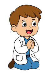 Cute Little Boy Doctor Cartoon
