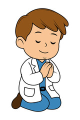 Cute Little Boy Doctor Cartoon