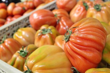 Beefsteak tomatoes at a supermarket in Venice, Italy