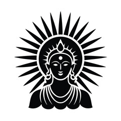 lord surya idol with sun rays logo style flat color