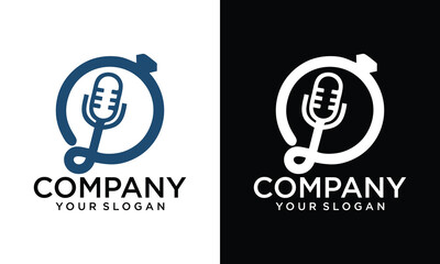 Creative podcast logo with microphone icon for vlogger youtube
