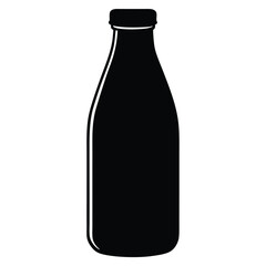 milk bottle mockup flat color illustration on the white