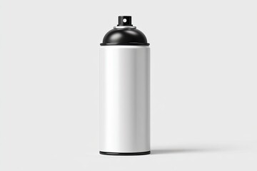 Blank spray paint can on light gray background