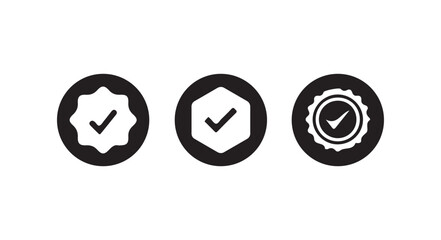 Verified badge icon set, Set of check mark icons,  Social media official account tick symbol, vector illustration eps 10.