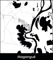Magangue city map, Colombia - Topographic vector map poster