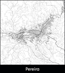 Obraz premium Pereira city map, Colombia - Topographic vector map poster