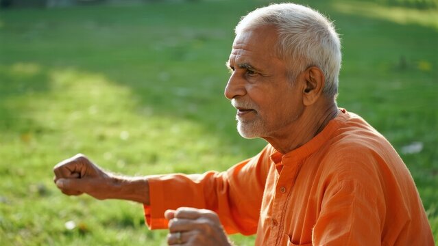 outdoor yoga and workout by Indian people in nature