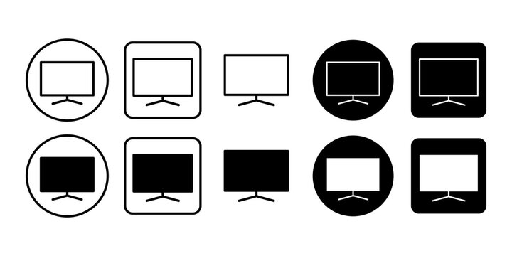 TV display vector icon. Screen and monitor symbol for media, entertainment, and broadcasting.