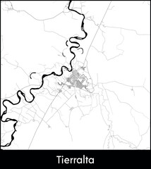 Obraz premium Tierralta city map, Colombia - Topographic vector map poster