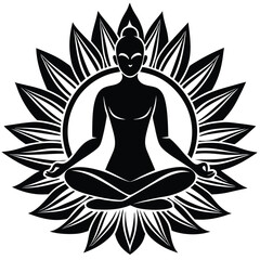 Fototapeta premium yoga meditation silhouette logo.