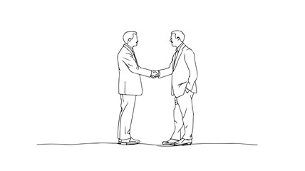 Continuous Line Art Video Businessmen Shaking Hands Illustration