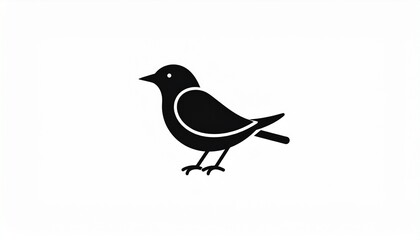 Obraz premium Minimalist black bird silhouette icon, simple graphic design element or logo concept for nature, wildlife, or freedom