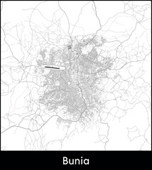 Obraz premium Bunia city map, Democratic Republic of the Congo - Topographic vector map poster