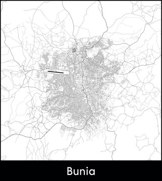 Bunia city map, Democratic Republic of the Congo - Topographic vector map poster