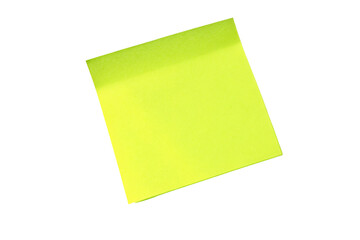 Single sticky note isolated on white background for reminder or office concept usage in workspace