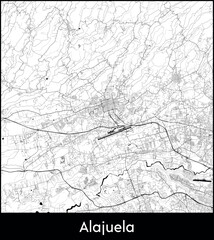 Fototapeta premium Alajuela city map, Costa Rica - Topographic vector map poster