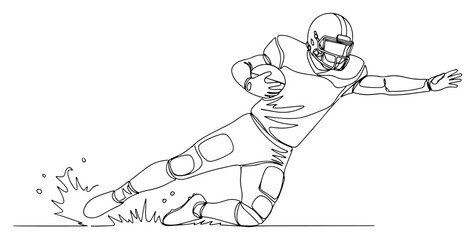 One Line American Football Running Back Vector Illustration