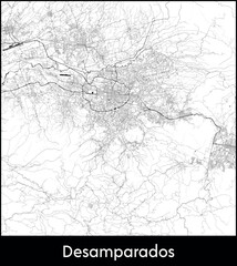 Desamparados city map, Costa Rica - Topographic vector map poster