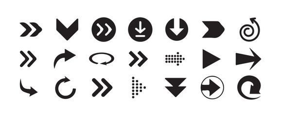 Set arrow icons, Collection arrows sign, Black arrows flat icons, Set for web design, arrow cursor collection, different arrow signs, black arrows icons, vetor illustration eps 10.