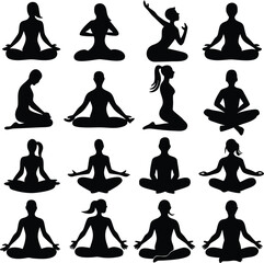 yoga silhouettes vector