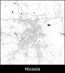 Fototapeta premium Nicosia city map, Cyprus - Topographic vector map poster