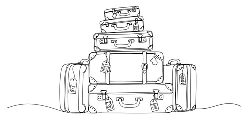 A Stack of Vintage Suitcases for a Grand Journey © Katarzyna