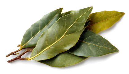 Obraz premium Dried bay leaves isolated on white background, side view