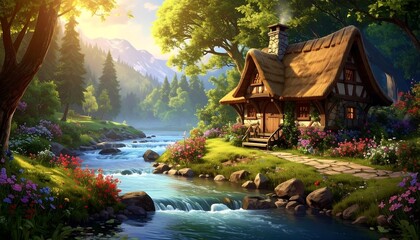 Peaceful mountain cabin