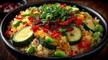 Fresh rice with cucumber slices high resolution picture