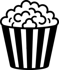 doodle style popcorn bucket silhouette vector illustration