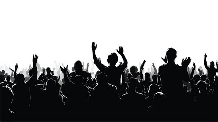 Energetic Concert Crowd Silhouette Applauding Excitement Music Performance